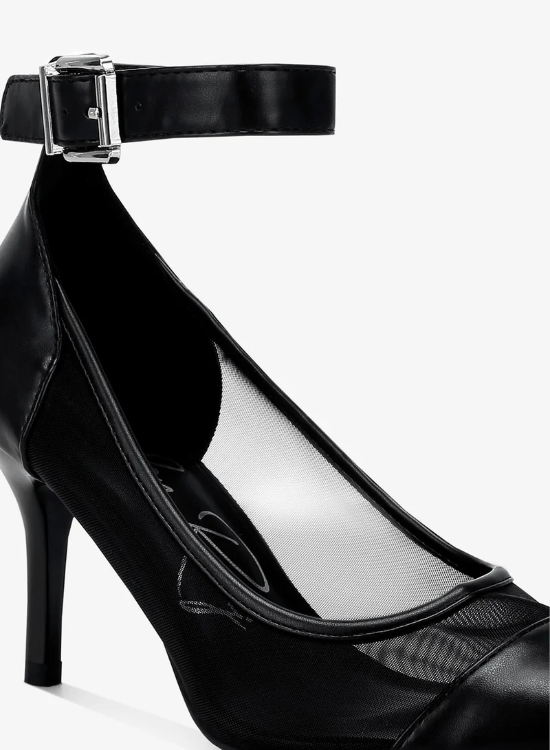 London Rag Black Pointy Toe Ankle Strap Pumps in Black for Women | Best Price UAE