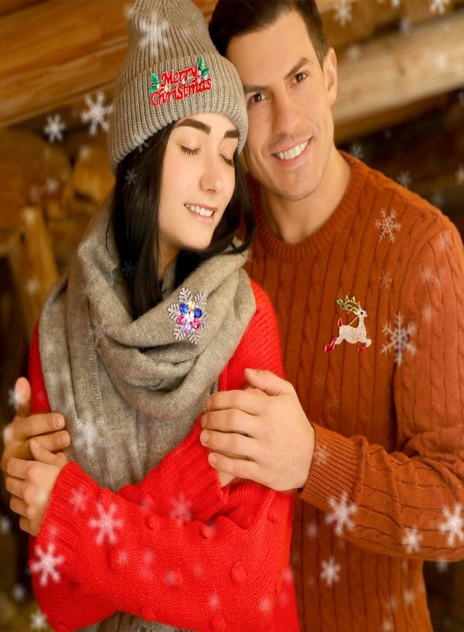 سندير مجموعة دبابيس وبروشات سندير مكونة من 16 قطعة للنساء، مرصعة بأحجار الراين الكريستالية، تتضمن رجل ثلج، غزال رنة، أجراس، شجرة، هدايا لحفلات الزفاف (الأيل). - Image 4