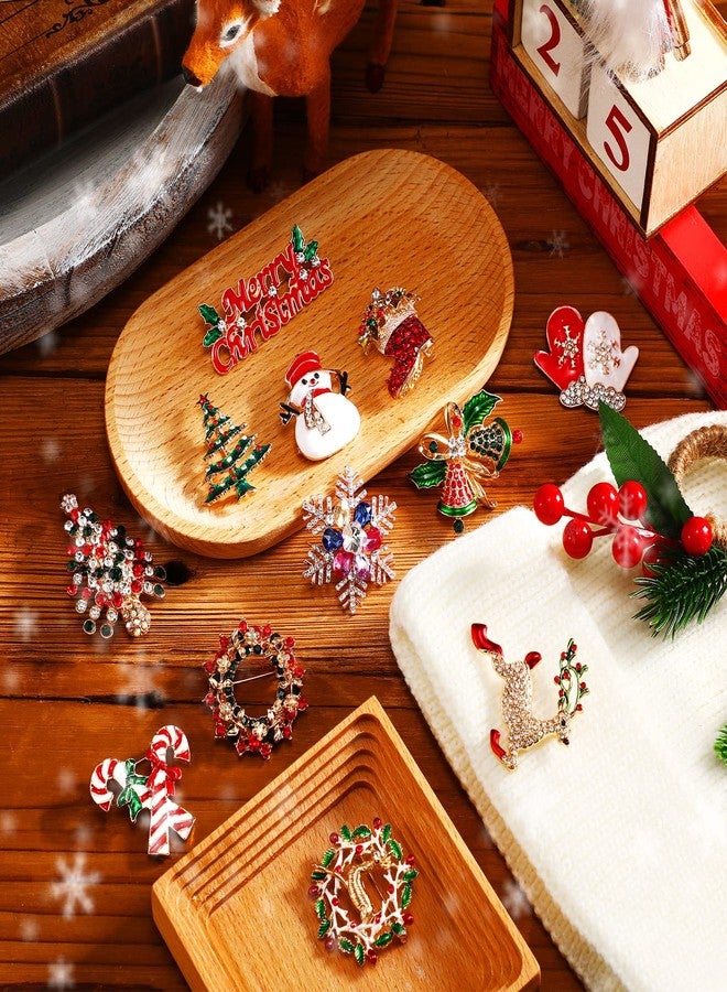 سندير مجموعة دبابيس وبروشات سندير مكونة من 16 قطعة للنساء، مرصعة بأحجار الراين الكريستالية، تتضمن رجل ثلج، غزال رنة، أجراس، شجرة، هدايا لحفلات الزفاف (الأيل). - Image 5