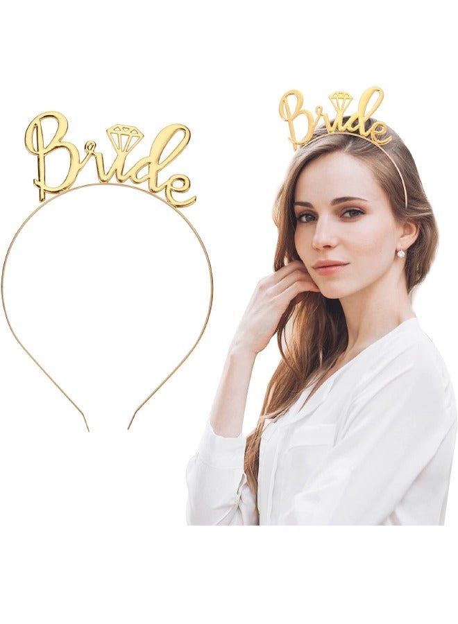 4-Pack Bride to Be Decoration Set, Bride Sash, Headband Tiara, Shoulder Length Veil, Decorative Stickers, Party Supplies Bridal Shower Decoration Accessories (Black/Gold) - Image 3