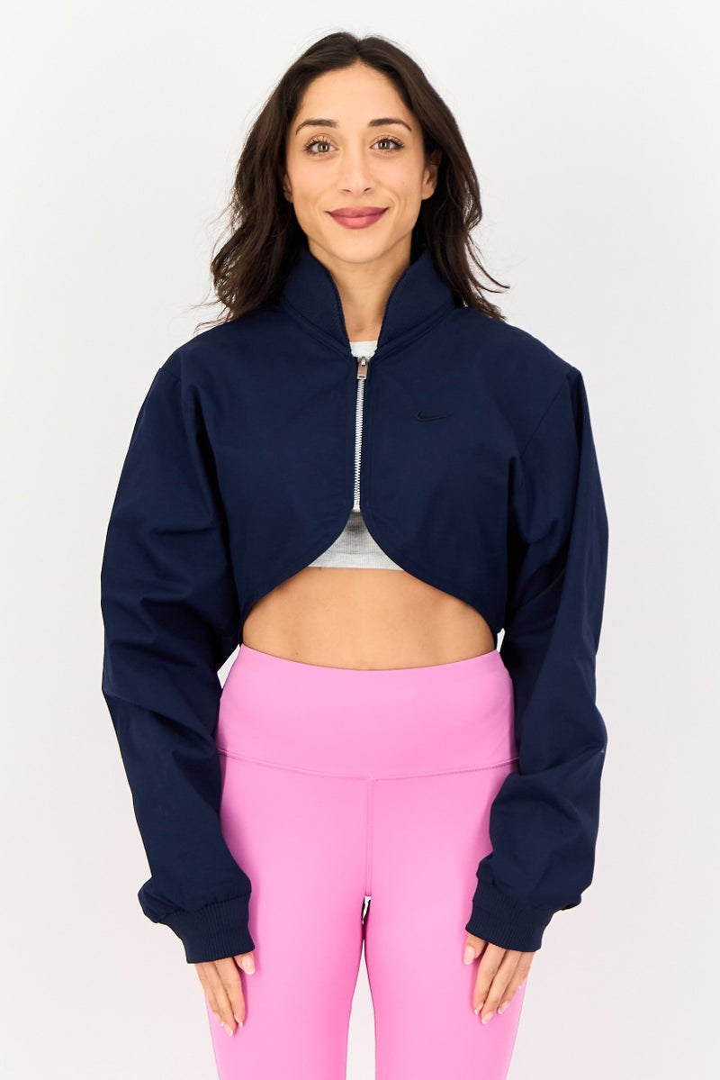 Nike Women Sportswear Fit Long Sleeve Outdoor Crop Jacket, Navy - Image 1