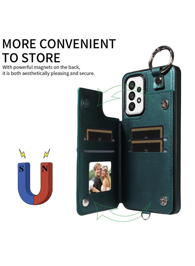 اس-توب جراب لهاتف Samsung Galaxy A73 5G جراب هاتف بنمط معيني مع حقيبة بطاقات وحبل قصير - Image 5