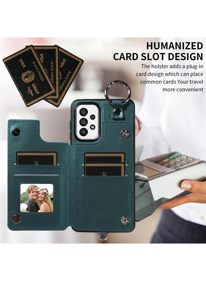 اس-توب جراب لهاتف Samsung Galaxy A73 5G جراب هاتف بنمط معيني مع حقيبة بطاقات وحبل قصير - Image 4