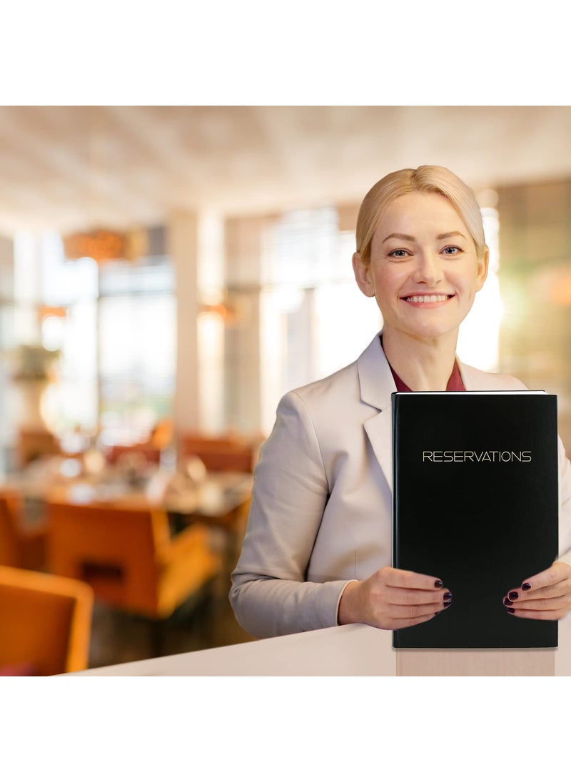 BookFactory BookFactory Reservation Book for Restaurant 365 Day TableDinner Reservations Record Book 408 Pages 8 78X13 12 Black Imitation Leather Section Sewn Hardbound LOG408OCSALKT79Reservations Office Product  - Image 3