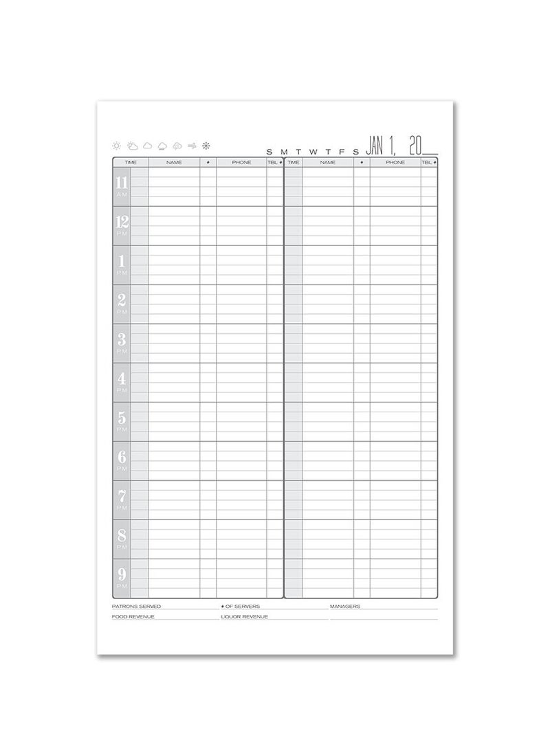 BookFactory BookFactory Reservation Book for Restaurant 365 Day TableDinner Reservations Record Book 408 Pages 8 78X13 12 Black Imitation Leather Section Sewn Hardbound LOG408OCSALKT79Reservations Office Product  - Image 2