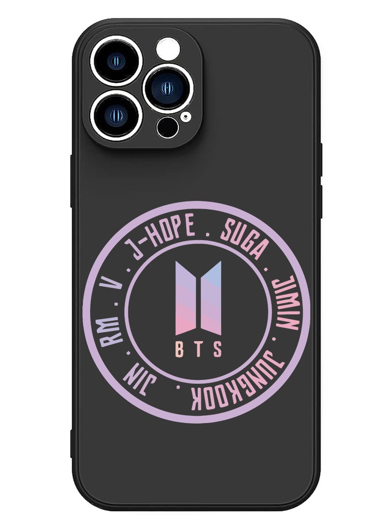 Theodor Protective Slim Fit Case Liquid Silicone Cover with Full Body Protection Anti-Scratch Shockproof Case For iPhone 12 Pro Max Black  - BTS sticker - Image 1