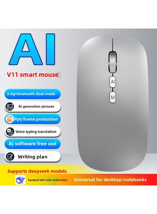 Loquat AI Voice Mouse Three-mode Bluetooth Translation Writing Painting Form Voice Artificial Intelligence Deepseek Mouse-color:V12 American Version Black - Image 2