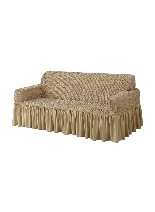 Fabienne 3-Seater Exquisitely Detailed And Beautifully Designed Attractive Bubble Type Pattern Sofa Slipcover Camel - Image 1