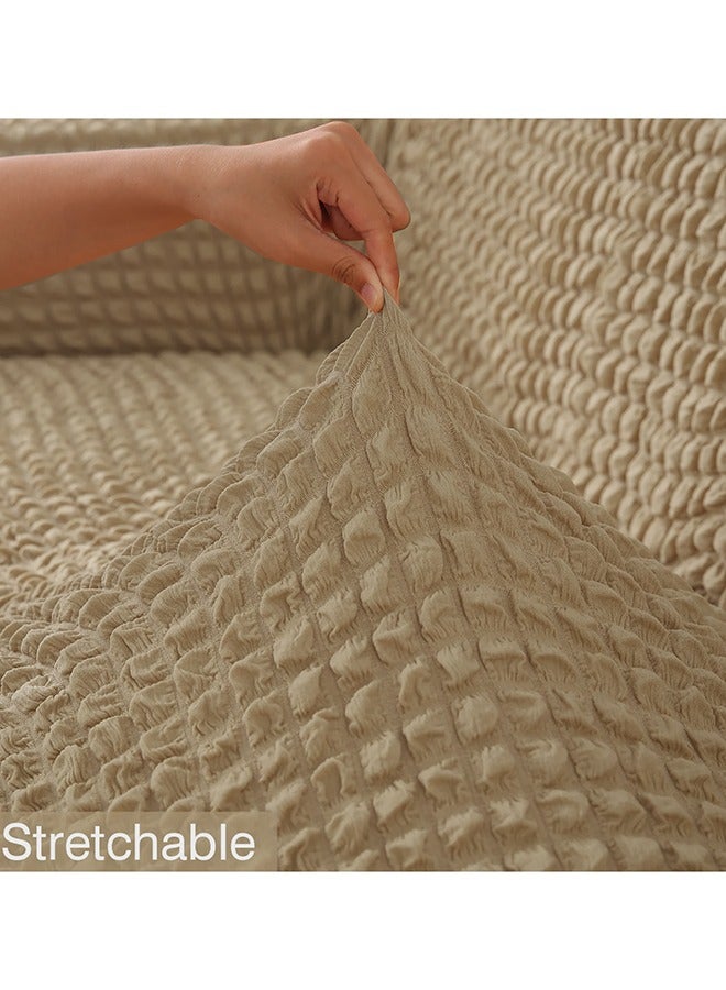 Fabienne 3-Seater Exquisitely Detailed And Beautifully Designed Attractive Bubble Type Pattern Sofa Slipcover Camel - Image 3