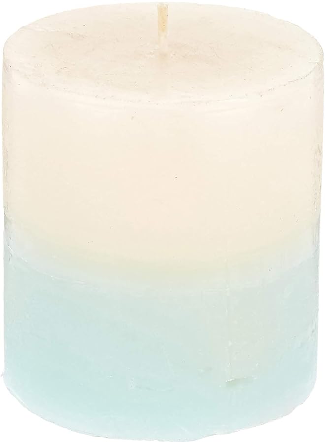 Green Tiger Unscented 2 Layer Color Pillar Candle, Blue/White - Image 1