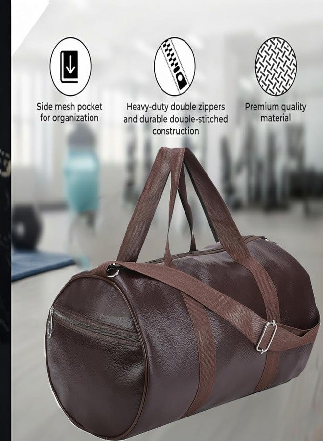 FIT FOCUS Sport Travel Duffle Bag for Men Women Gym Bag Water-Resistant with Side Pockets Handbag with Shoulder Strap Sleek Training Swimming Duffel Bag Brown - Image 4