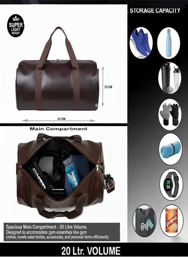 FIT FOCUS Sport Travel Duffle Bag for Men Women Gym Bag Water-Resistant with Side Pockets Handbag with Shoulder Strap Sleek Training Swimming Duffel Bag Brown - Image 3