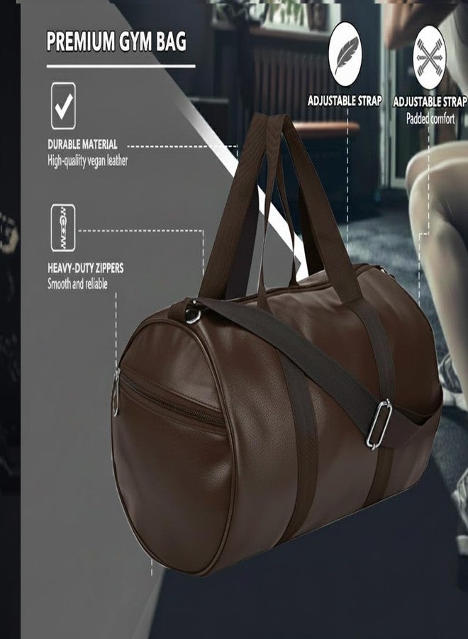FIT FOCUS Sport Travel Duffle Bag for Men Women Gym Bag Water-Resistant with Side Pockets Handbag with Shoulder Strap Sleek Training Swimming Duffel Bag Brown - Image 2