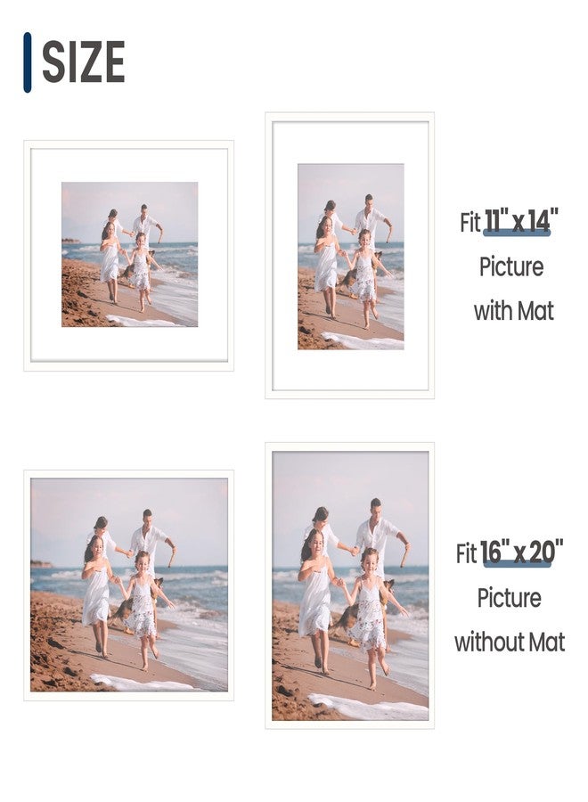 ENJOYBASICS 16x20 Picture Frame, Display Poster 11x14 with Mat or 16 x 20 Without Mat, Wall Gallery Photo Frames, White, 2 Pack - Image 5