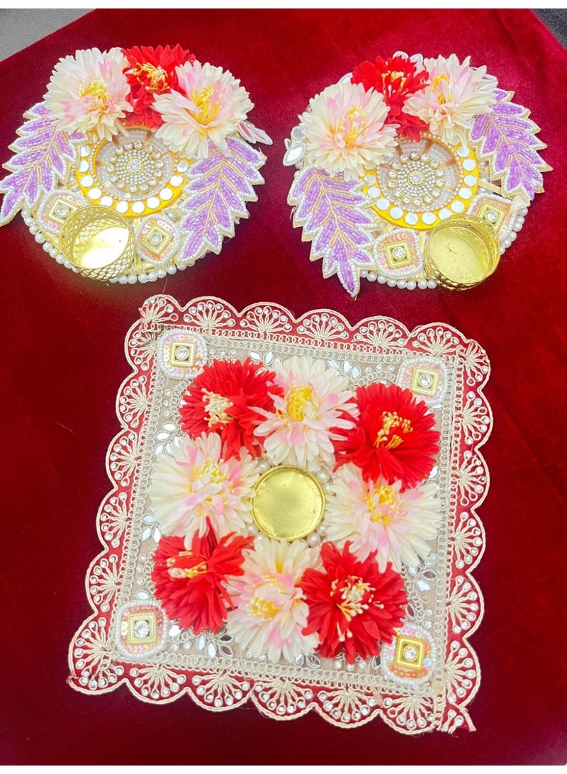 زينة ديوالي / مجموعة رنجولي مزخرفة يدوية مع شموع متطابقة