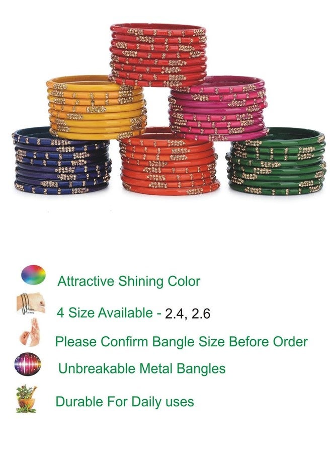 AFAST Festive Bridal Metal Bangle/Kada Combo - 6 Sets of 8 Bangles | Ideal for Weddings & Parties - Image 4
