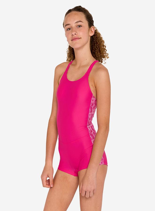DECATHLON Girls’ swimming 1-piece shorty swimsuit - 100 Vega ataa - Image 1