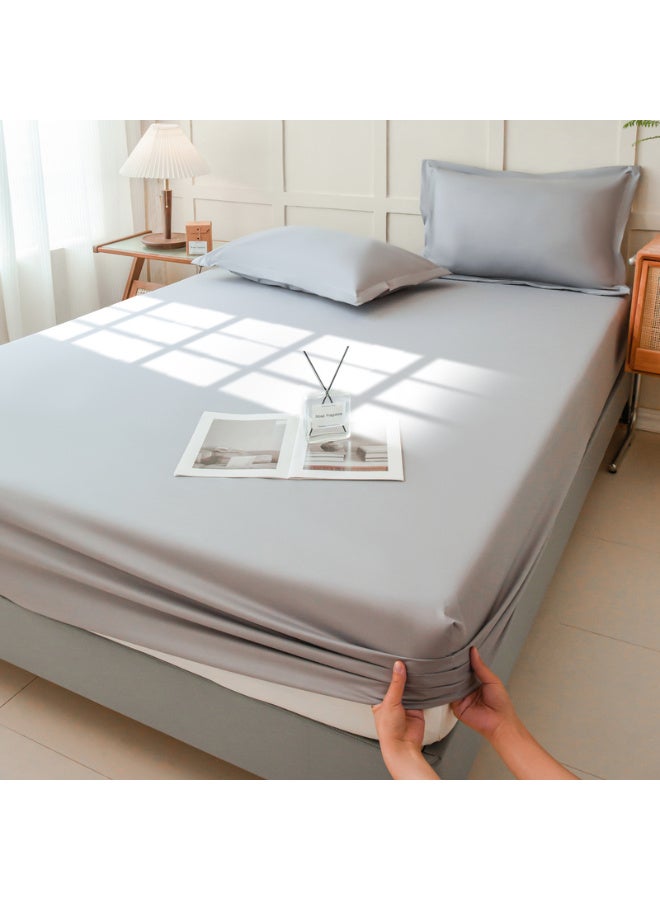 لايف ستايل طقم ملاءات استيك قطنيه 120cm سرير سادة من 3 قطع (2 كيس وسادة + ملاءة واحدة) للفنادق والمنازل والقرى السياحية - Image 1