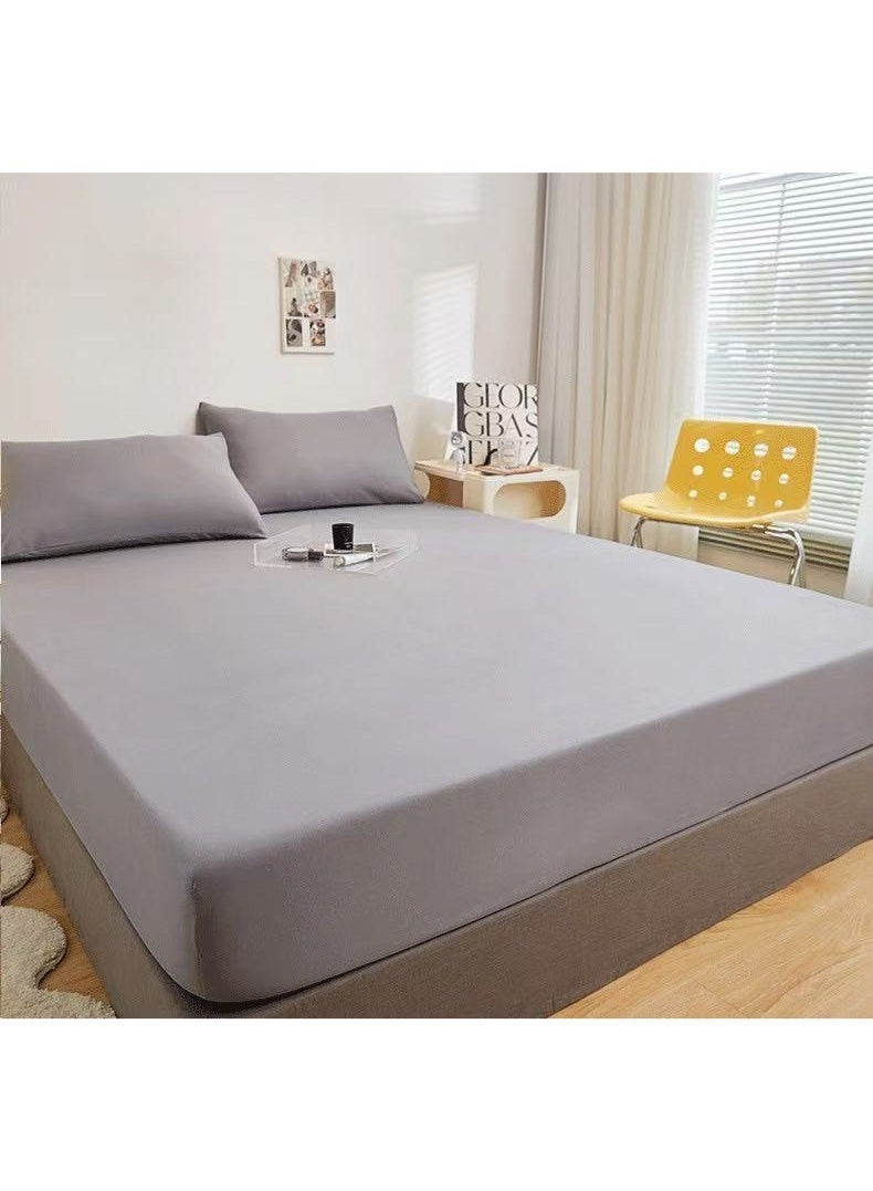 لايف ستايل طقم ملاءات استيك قطنيه 120cm سرير سادة من 3 قطع (2 كيس وسادة + ملاءة واحدة) للفنادق والمنازل والقرى السياحية - Image 2