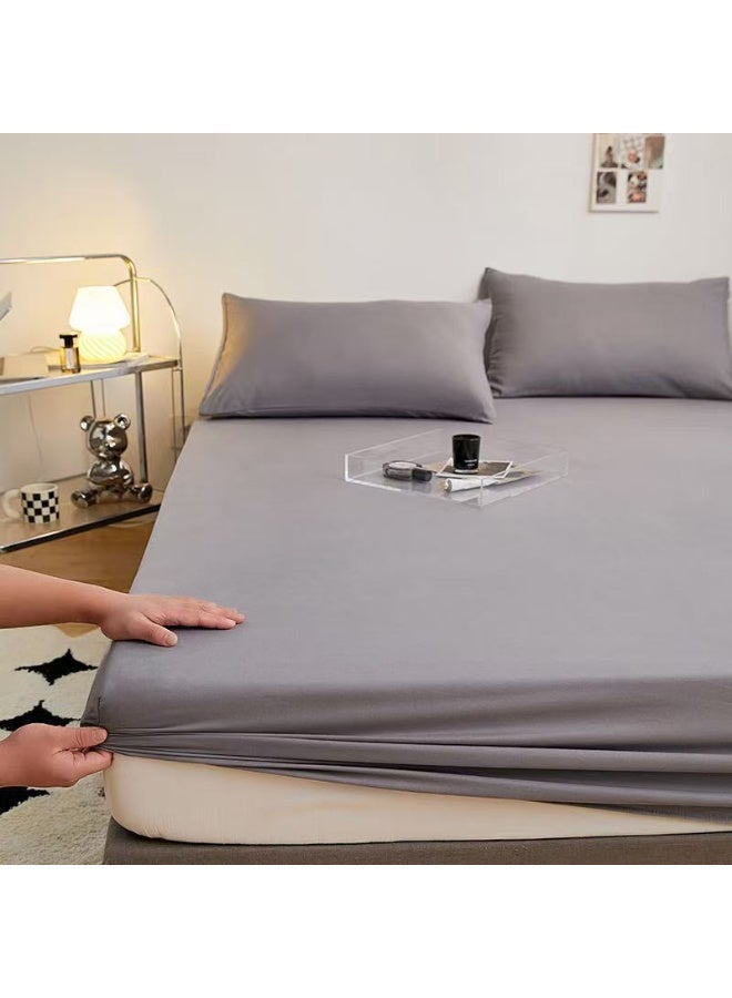 لايف ستايل طقم ملاءات استيك قطنيه 120cm سرير سادة من 3 قطع (2 كيس وسادة + ملاءة واحدة) للفنادق والمنازل والقرى السياحية - Image 1