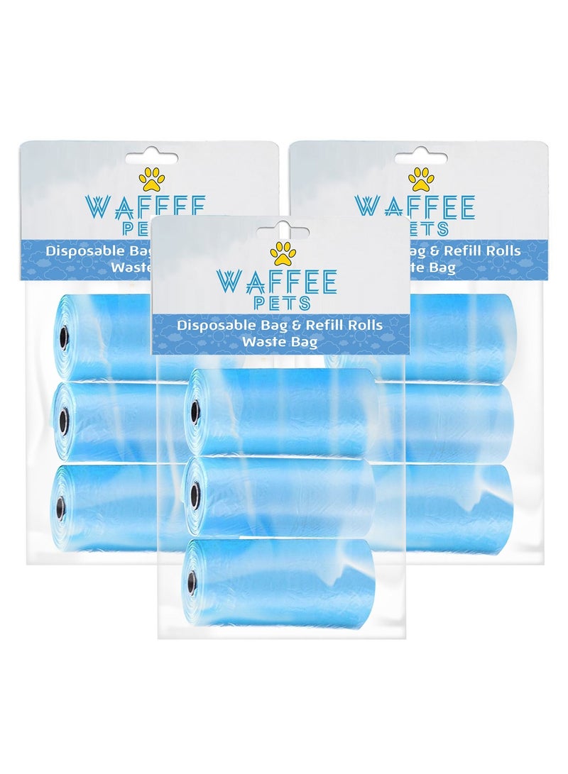 Waffee Waffee Pet Dog Waste Bags, Poo Bags, Pack of 9 Rolls (180Bags)-Blue  - Image 1
