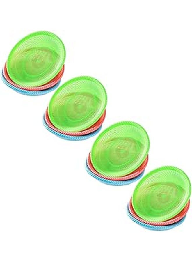 12Pcs Plastic Fruit Plates Snack Organizer Round Wire Basket Random Color - Image 1