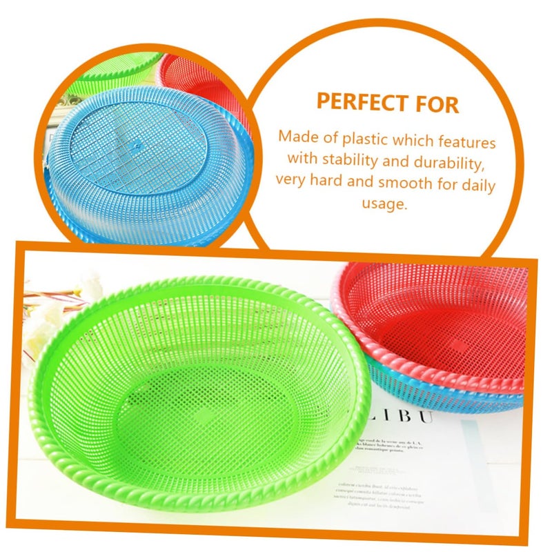 12Pcs Plastic Fruit Plates Snack Organizer Round Wire Basket Random Color - Image 3