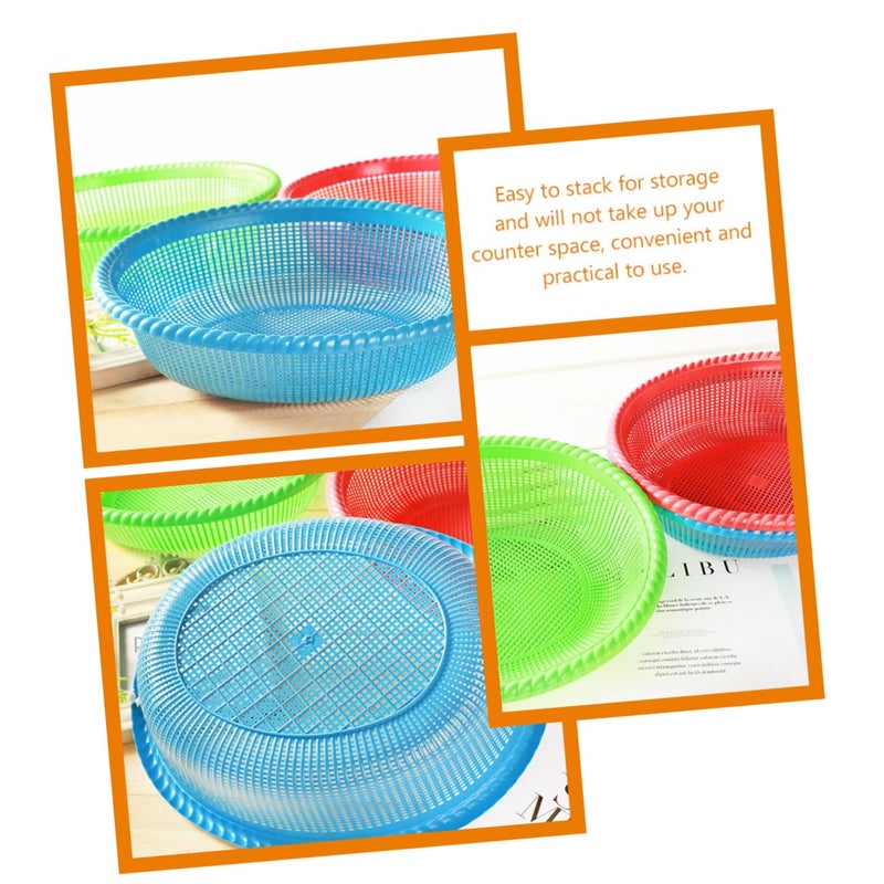 12Pcs Plastic Fruit Plates Snack Organizer Round Wire Basket Random Color - Image 5