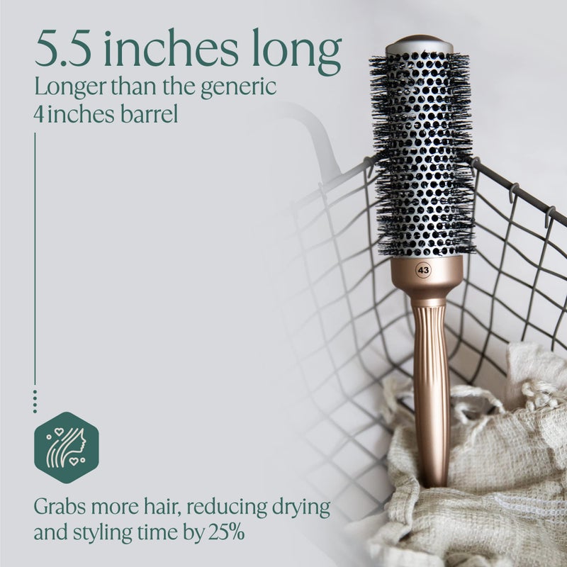 Osensia Professional Round Brush for Blow Drying 1.7 Inch â€“ 25% Faster Dry Time - Ceramic Ionic Brush for Precise Styling & Volume â€“ Hairbrush Adds Wave & Enhances Shine for Men & Women - Image 2