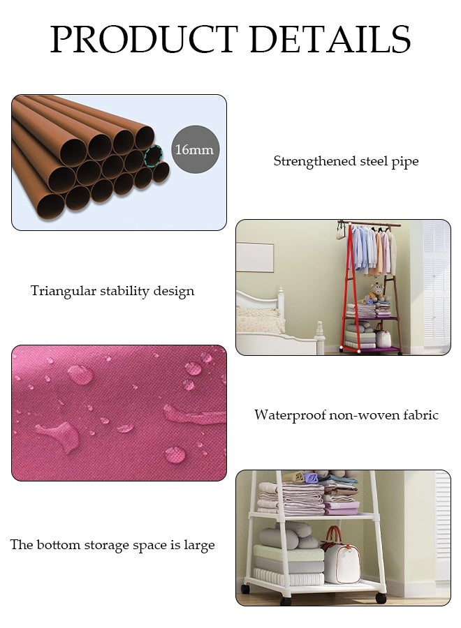 DUNISO Freestanding Coat Rack with Hooks and Storage Shelf ,Multipurpose Clothes Hanger Organizer with Roller,Suitable for Bedrooms, Balconies and Living room (White) - Image 3