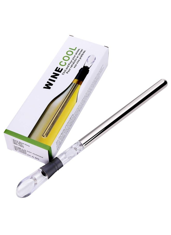 Generic Wine Chiller 3 In 1 Stainless Steel Wine Bottle Cooler Stick Rapid Iceless Wine Chilling Rod With Aerator And Pourer The Best Wine Accessories Gift  - Image 1