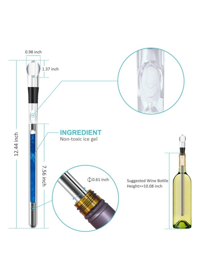 Generic Wine Chiller 3 In 1 Stainless Steel Wine Bottle Cooler Stick Rapid Iceless Wine Chilling Rod With Aerator And Pourer The Best Wine Accessories Gift  - Image 3