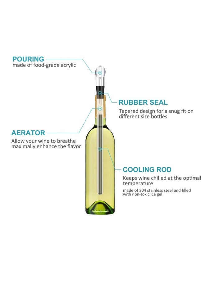 Generic Wine Chiller 3 In 1 Stainless Steel Wine Bottle Cooler Stick Rapid Iceless Wine Chilling Rod With Aerator And Pourer The Best Wine Accessories Gift  - Image 2