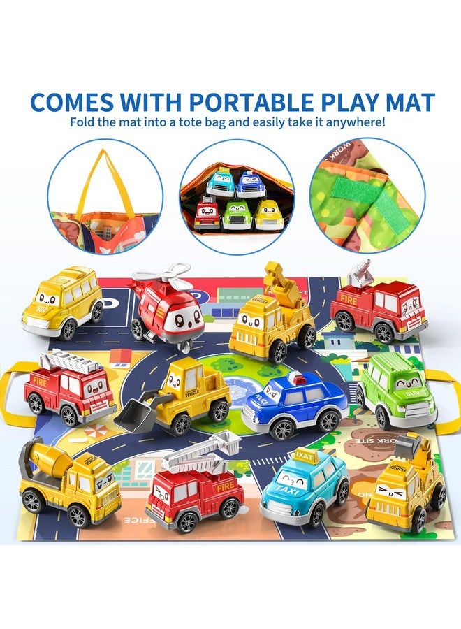 TEMI Toddler Pull Back Car Toys for 1 2 3 Year Old Boy Girl, 12 Pieces Baby Toy Cars with Play Mat/Storage Bag, Baby Toys 12-18 Months, Birthday Gifts for Toddler Toys Age 1-2 - Image 4