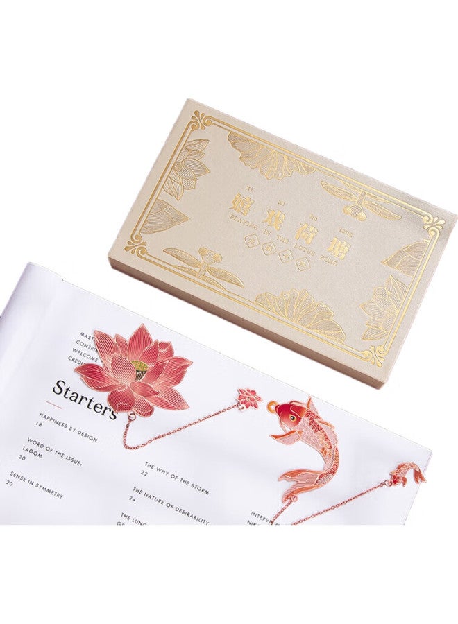 TIANSE [Lowest Price Online] Tianse, Playful Lotus Pond Bookmark, Brass Metal Bookmark, Annual Meeting Gift, Vintage Style Creative Teacher'S Day Gift, Women'S Companion Gift, Birthday Gift, 2 Pieces/Set, Ts-5884 - Image 1