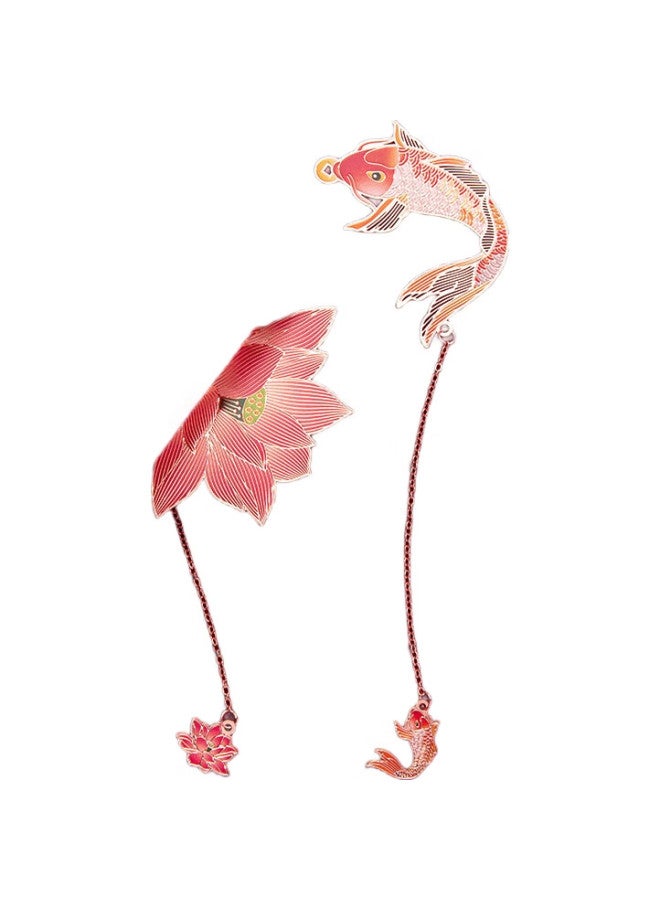TIANSE [Lowest Price Online] Tianse, Playful Lotus Pond Bookmark, Brass Metal Bookmark, Annual Meeting Gift, Vintage Style Creative Teacher'S Day Gift, Women'S Companion Gift, Birthday Gift, 2 Pieces/Set, Ts-5884 - Image 2