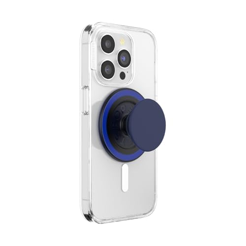 POPSOCKETS مقبض هاتف PopSockets لـ MagSafe مع حامل مدمج، حامل مغناطيسي، قمة قابلة للتبديل، تثبيت آمن لحالات iPhone MagSafe، مقبض للهاتف والتابلت - PopOut Basic Naval - Image 1