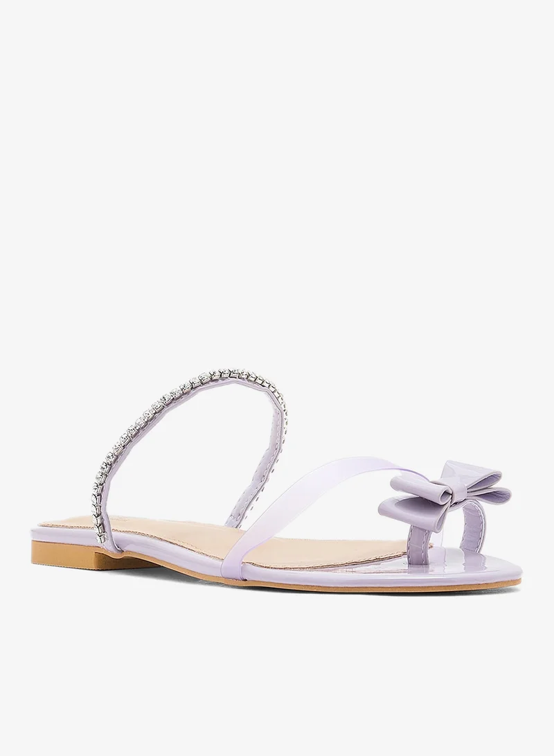 Ginger Diamante Bow Toe Post Flat Sandal