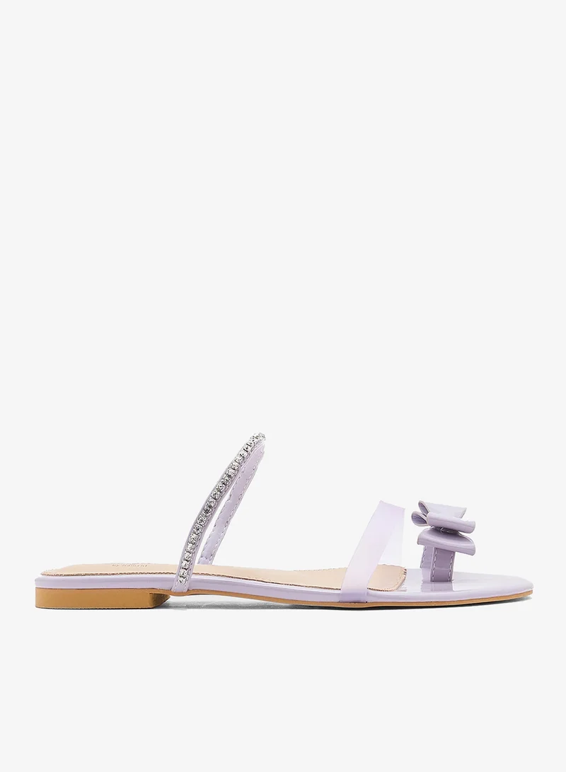 Ginger Diamante Bow Toe Post Flat Sandal