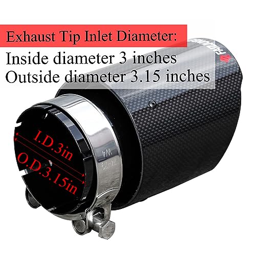 FAIZJUNBEN FAIJUNBEN 3-inch exhaust port, 3-inch intake, 4-inch outlet, all-black carbon fiber ports, stainless steel black coated exhaust tips - Image 5