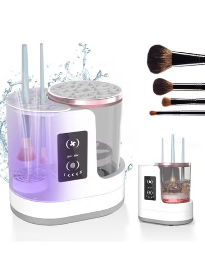 TIGER Electric Makeup Brush Cleaner and Dryer – Rechargeable Automatic Cleaning Tool with Drying Stand – Fast Deep Cleansing for All Brush Sizes – Gentle on Bristles, Compact Design, Portable Beauty Accessory, Easy to Use & Ideal for Daily Makeup Routines - Image 1