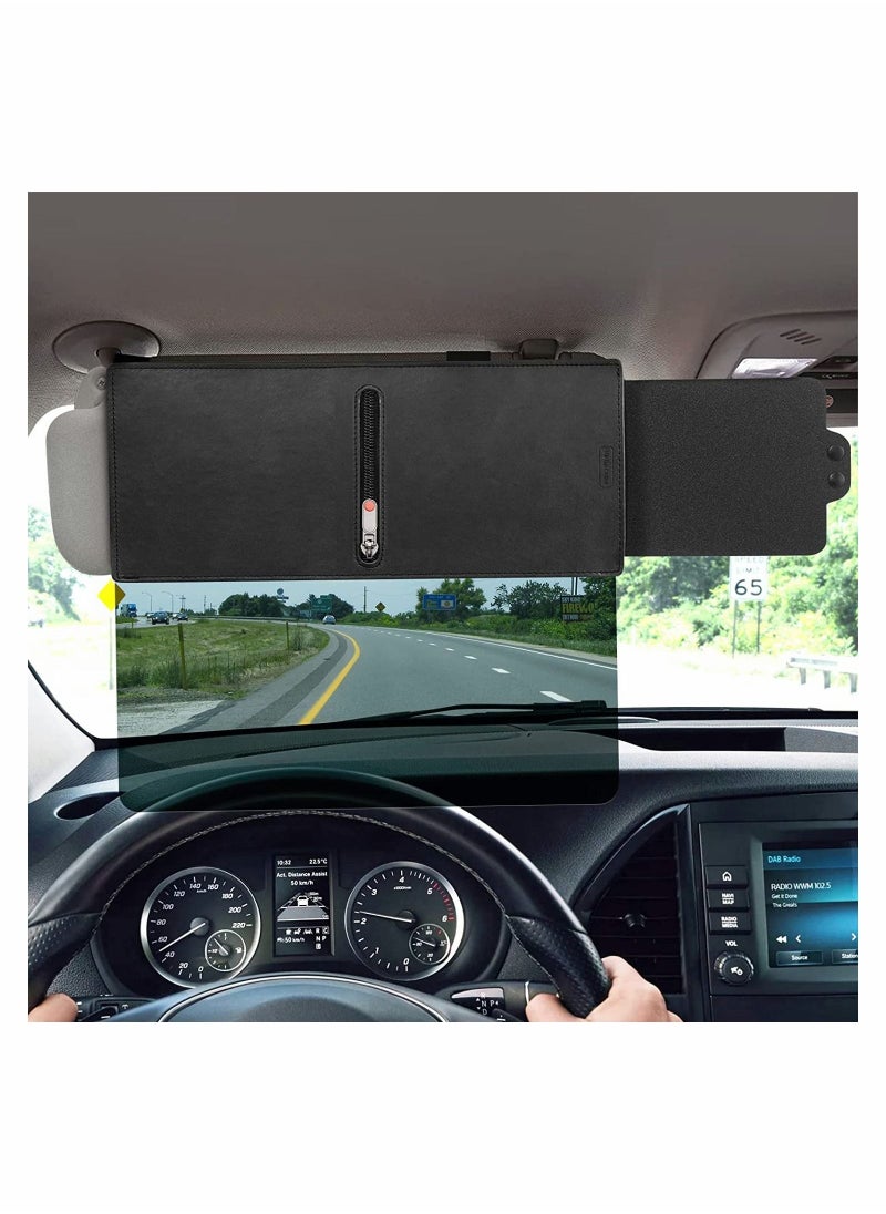 Excefore Polarized Sun Visor Sunshade Extender for Car with Zipper Slider, Anti-Glare Car Sun Visor Protects from Sun Glare, Snow Blindness, Fog, UV Rays, Universal for Cars, SUVs  - Image 1