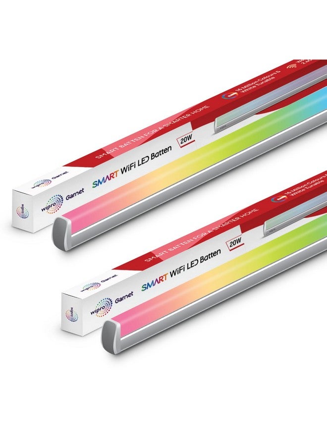 WIPRO wipro Next Smart Wi-Fi 20W CCT+RGB LED Batten | 16 Million Colours | White Tunable |Dimmable |Scheduling |Scene Creation |Smart Grouping of Lights | Amazon Alexa & Google Asst. Compatible |Pack of 2 - Image 1