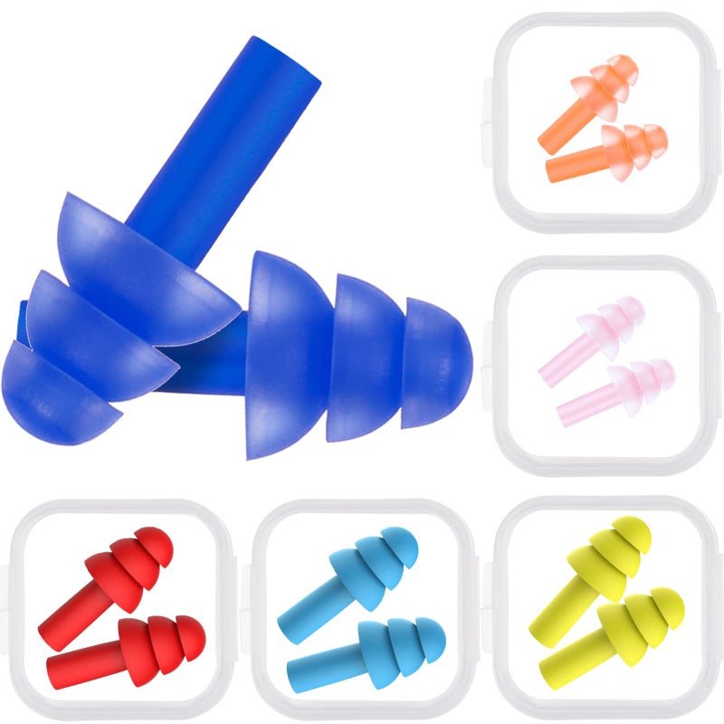 Bememo 6 Pairs Kids Adults Ear Plugs Swimming Noise Cancelling Reusable Earplugs for Sleeping and Swimming, 6 Assorted Colors(Fresh Colors) - Image 1