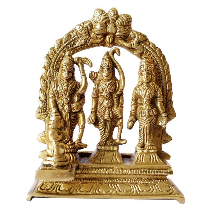 BRASS IDOL RAM DARBAR STATUE LORD RAMA LAXMAN SITA RELIGIOUS GIFT INDIAN ART