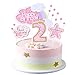 Kawailay Baby Girl 2st Birthday Cake Decoration Set Second Birthday Cake Topper with Rainbow Clouds Stars Cake Picks Two Year Old Cake Topper for Girls Birthday Party Supplies Pink - Image 3