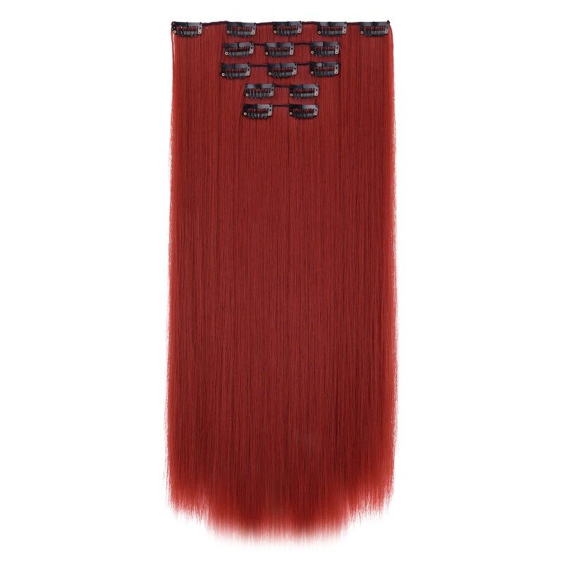 HSPJHTM Dark Red Hair Extensions Straight Clip in Hair Extension for Women Halloween hair extention 22 Synthetic 5PCS Natural Thick Hair Pieces Full Head