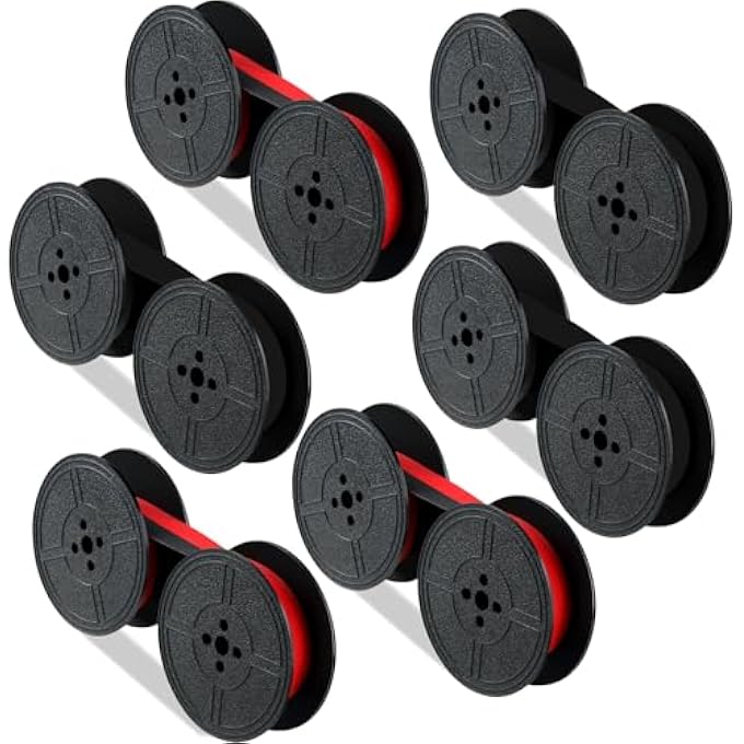 6 PAIRS UNIVERSAL TYPEWRITER RIBBON TWIN SPOOL RIBBON TWIN SPOOL REPLACEMENT PACK FOR MOST TYPEWRITER (RED,BLACK) - Image 1
