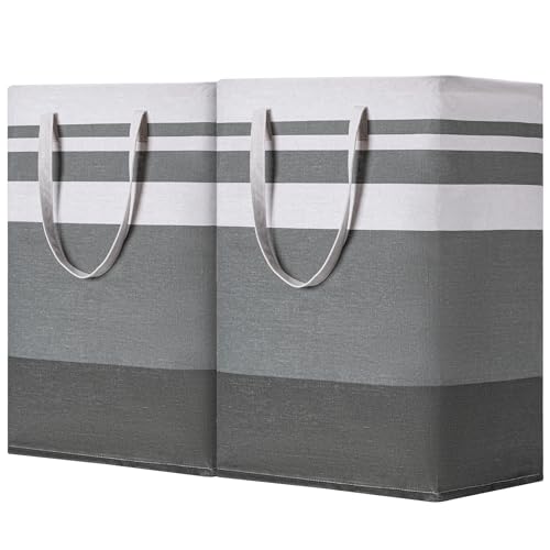 BOOMIBOO 2 Pack Large Laundry BasketWaterproof Freestanding Laundry HamperCollapsible Clothes Basket with Easy Carry Handles in Laundry Room Bathroom Bedroom DormGradient Grey75L - Image 1