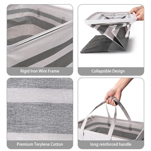 BOOMIBOO 2 Pack Large Laundry BasketWaterproof Freestanding Laundry HamperCollapsible Clothes Basket with Easy Carry Handles in Laundry Room Bathroom Bedroom DormGradient Grey75L - Image 3